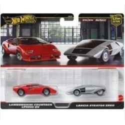 HOT WHEELS PREMIUΜ - ΣΕΤ ΤΩΝ 2: LAMBORGHINI COUNTACH LP5000QV LANCIA STRATOS ZERO HBL96 - JBL02