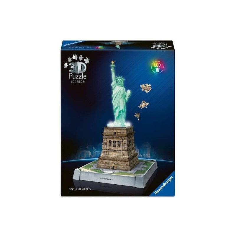 3D PUZZLE ΔΙΑΣΗΜΑ ΚΤΙΡΙΑ ICONICS ΑΓΑΛΜΑ ΤΗΣ ΕΛΕΥΘΕΡΙΑΣ NIGHT EDITION 108ΤΜΧ