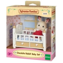 SYLVANIAN FAMILIES CHOCOLATE RABBIT BABY SET (BABY BED)