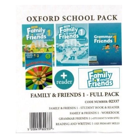 FAMILY AND FRIENDS 1 FULL PACK (SB + WB + ALPHABET BOOK + GRAMMAR FRIENDS 1 + OXFORD PRIMARY SKILLS READING