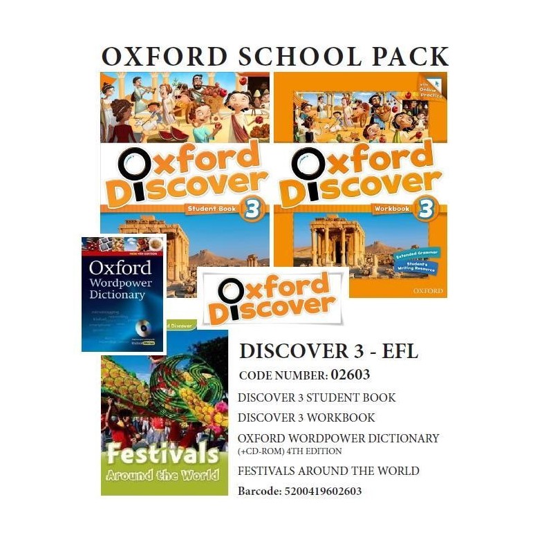 OXFORD DISCOVER 3 PACK EFL (SB + WB + READER: FESTIVALS AROUND THE WORLD+ OXF. WORDPOWER DICTIONARY+CD-ROM) -
